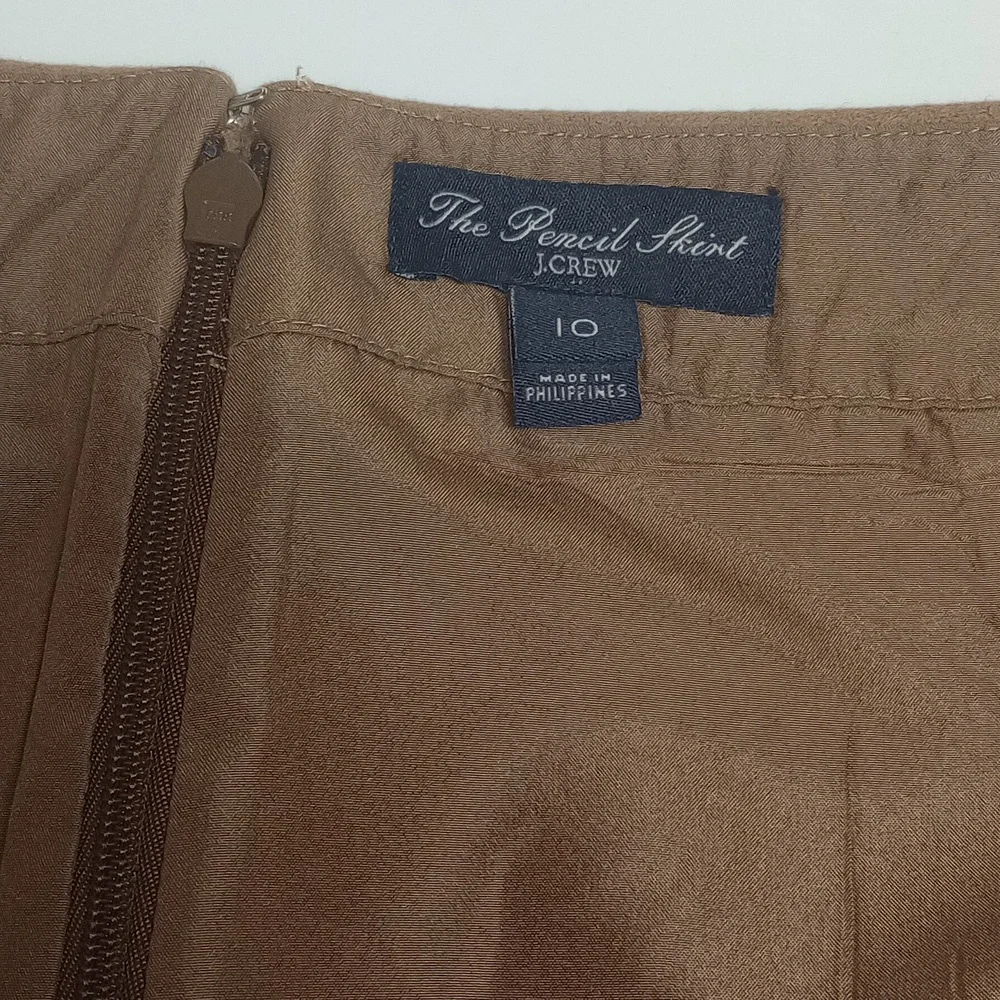 J.CREW TAN CAMEL KHAKI  WOOL CLASSIC "THE PENCIL" SKIRT - Picture 7 of 13